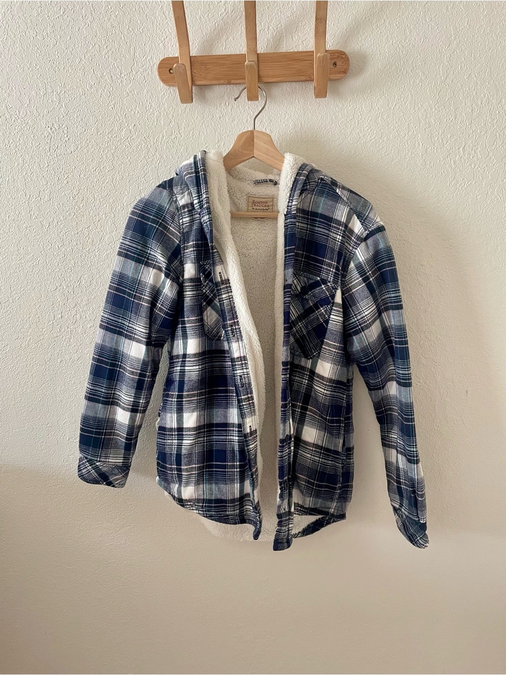 Boston Trader’s Women’s 100% Cotton Plaid flannel Feece Button Up Jacket Coat SZ